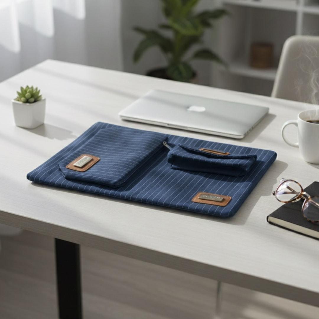 Pinstripe Collection – Laptop Sleeve, Pouch & Sunglass Cover (Set of 3)