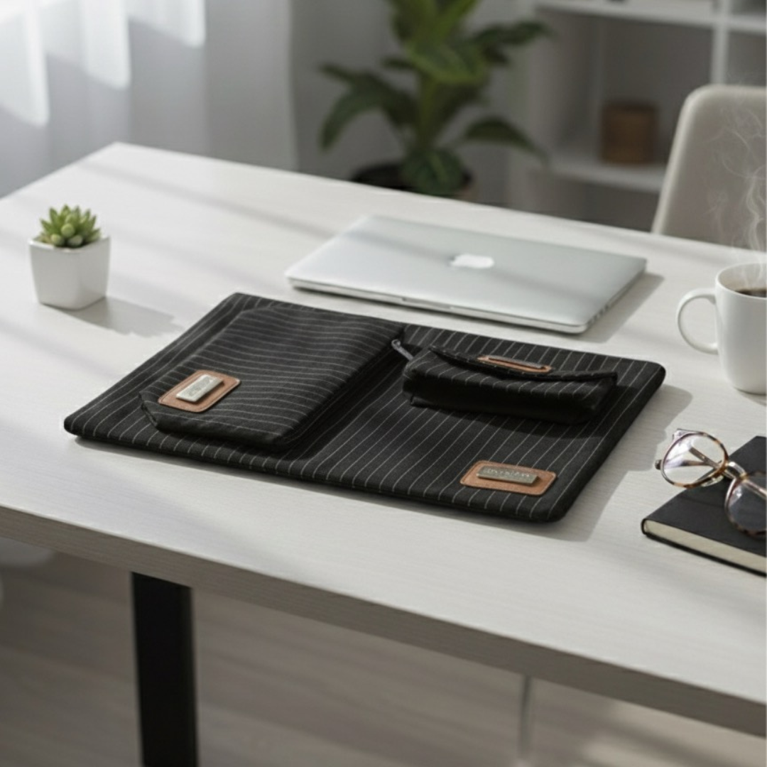 Pinstripe Collection – Laptop Sleeve, Pouch & Sunglass Cover (Set of 3)