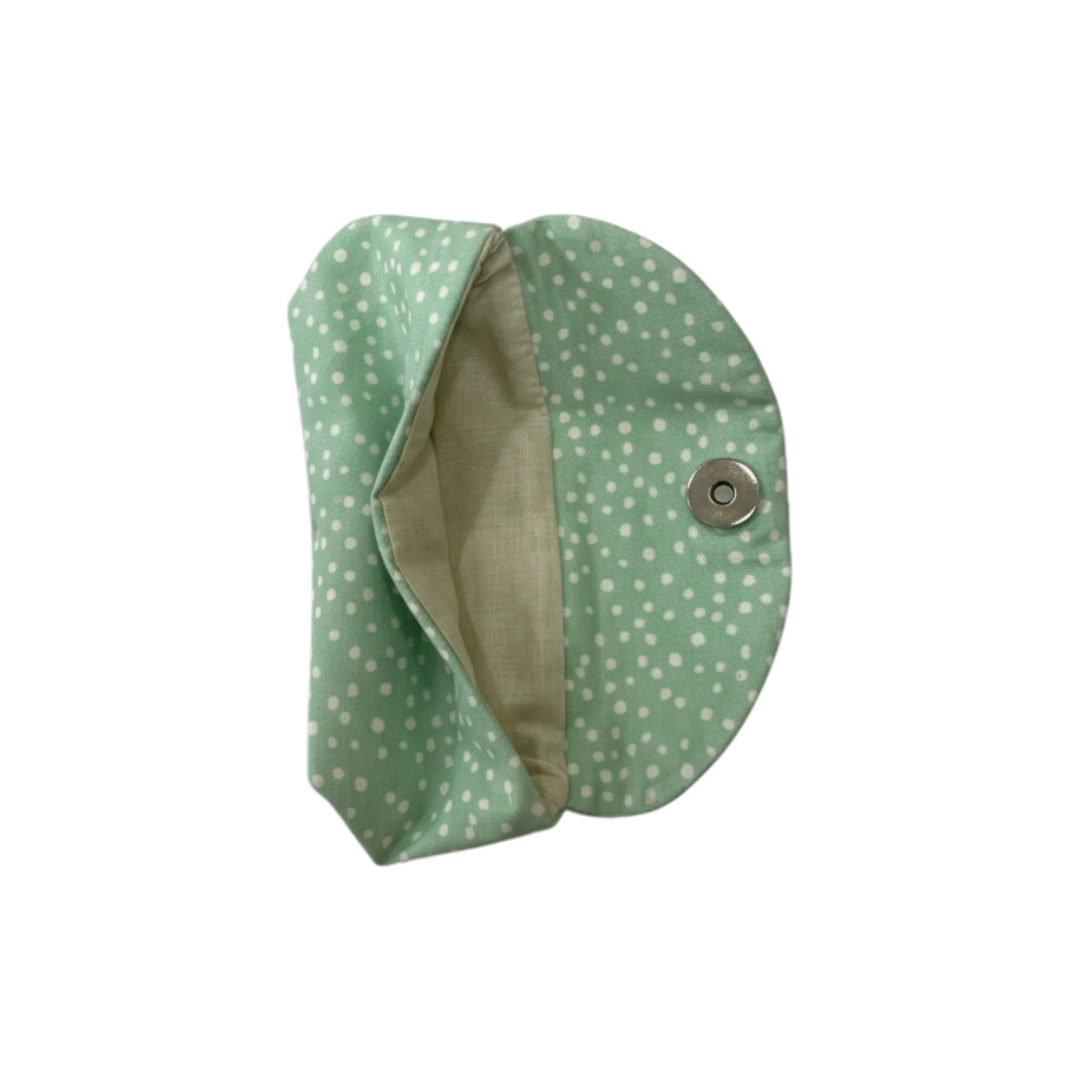 Minty Polka Fabric Sunglass Pouch