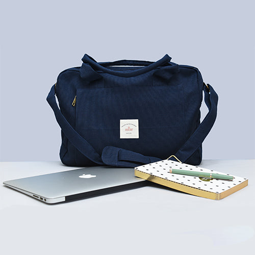 Blue Sustainable Laptop Bag Front Picture Made from Canvas Fabric