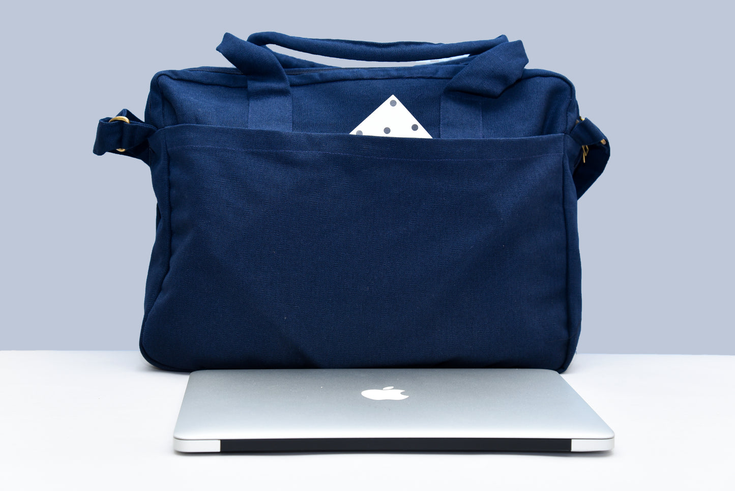 Blue Sustainable Laptop Bag Back Image Made from Canvas Fabric