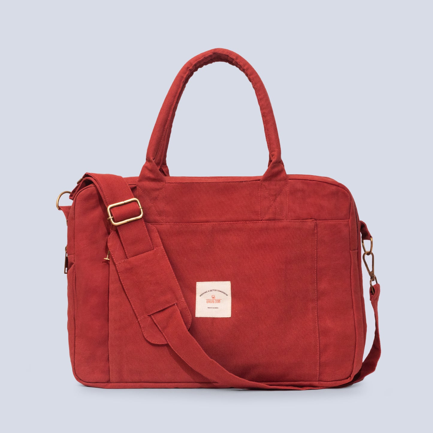 Rust Sustainable & Eco-friendly Laptop Bag made from Canvas fabric front angel image