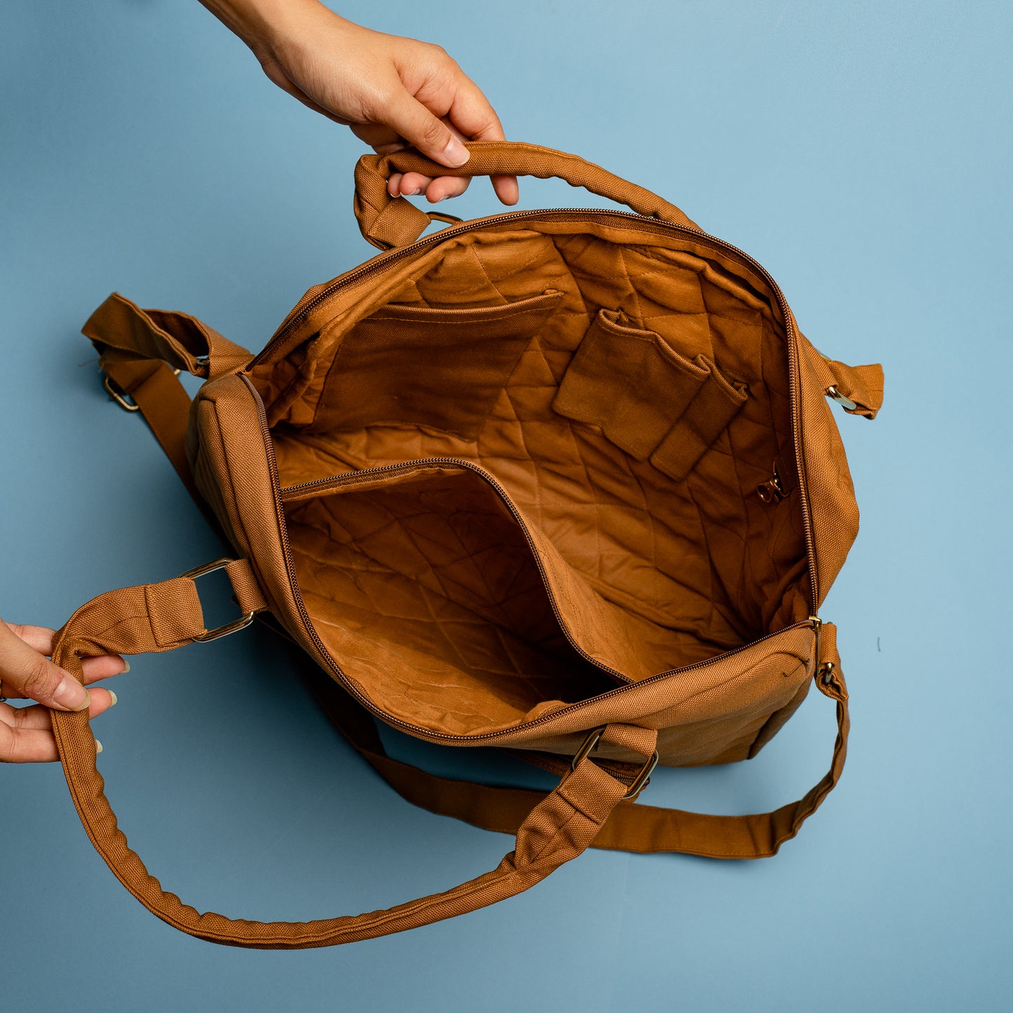 Brown Sustainable & Eco-friendly  Laptop Bag made from Canvas fabric empty inside bag image 