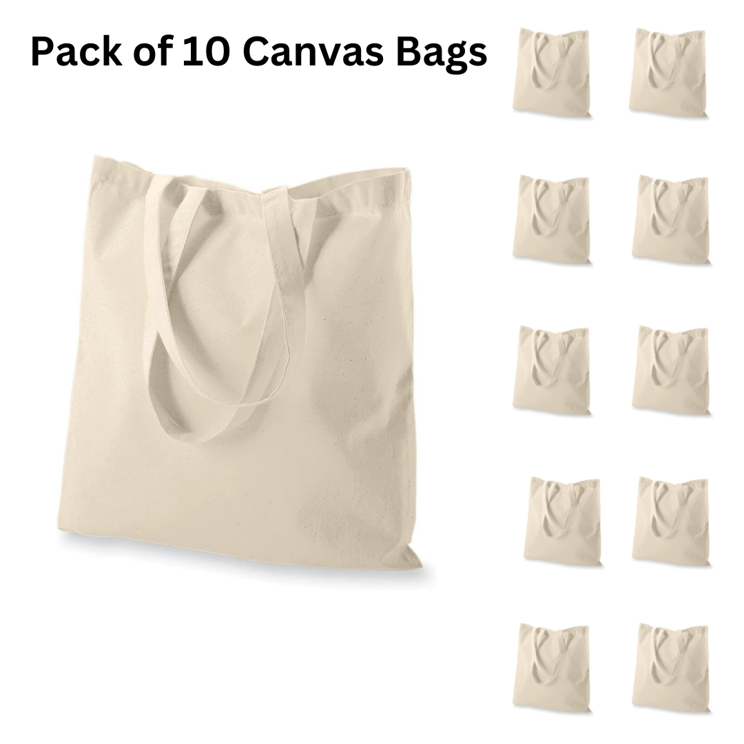 Canvas Tote Bags - Pack of 10