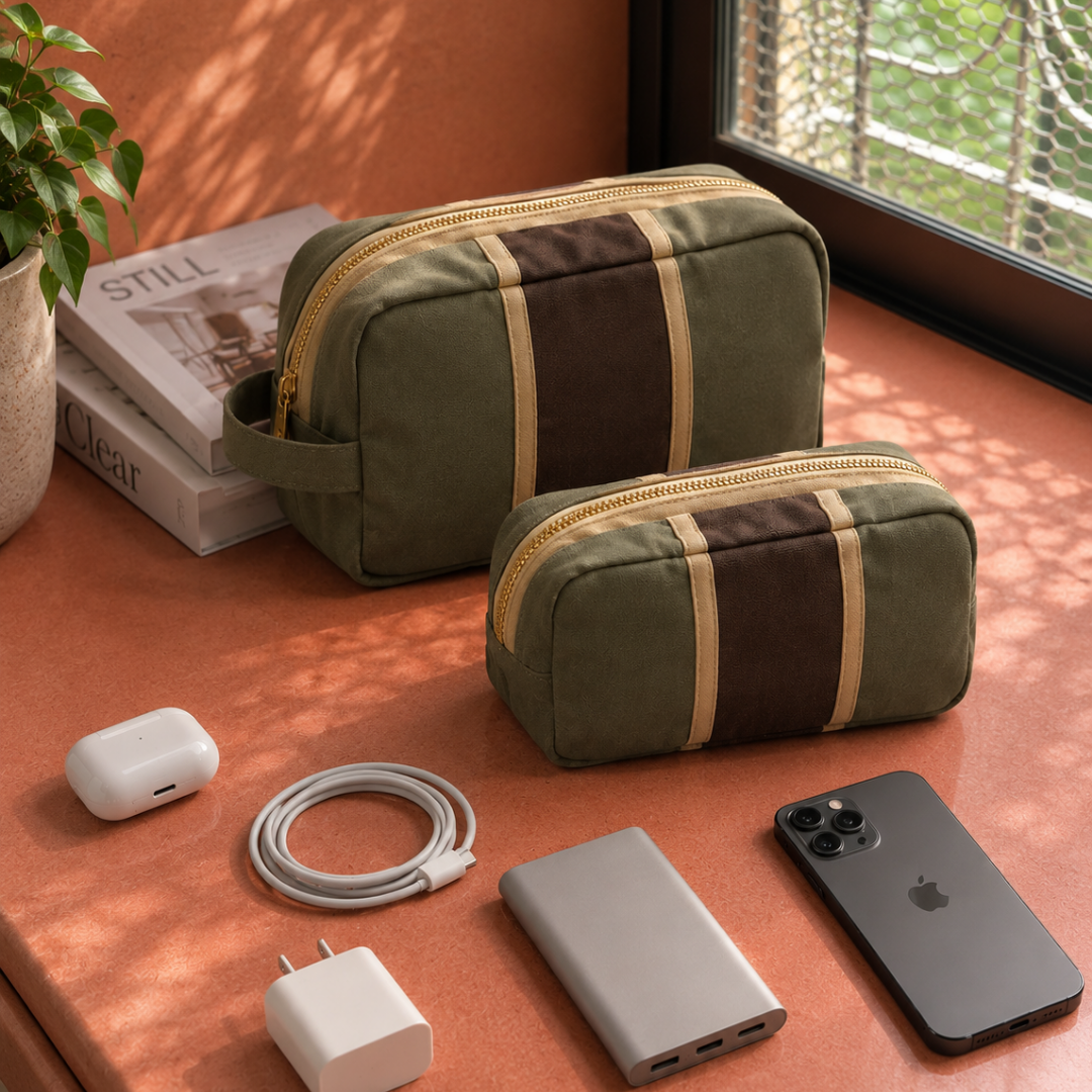 The Dopp Pouch Set — Men's Twin Canvas Pouches