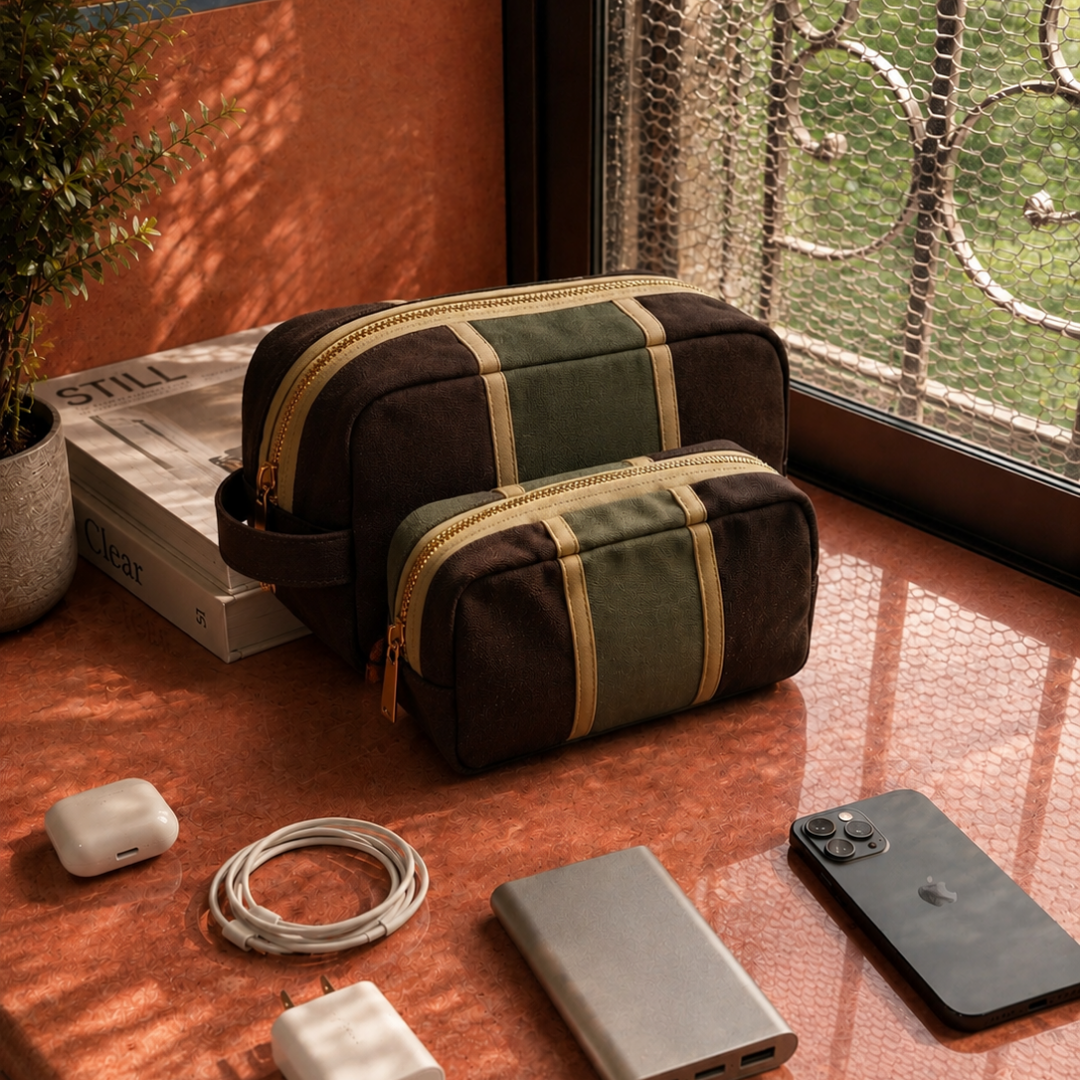 The Dopp Pouch Set — Men's Twin Canvas Pouches