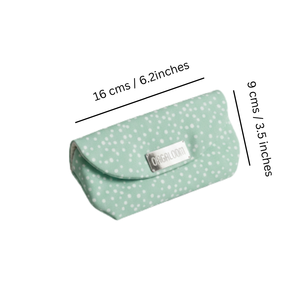 Minty Polka Fabric Sunglass Pouch