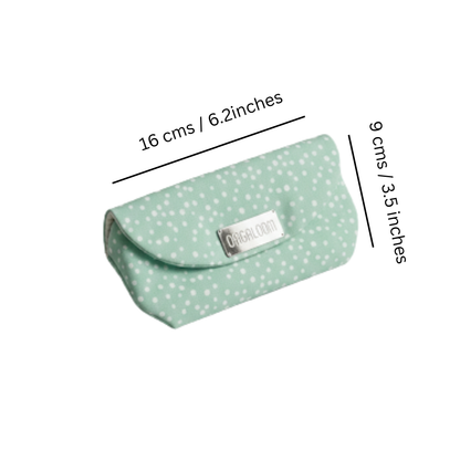 Minty Polka Fabric Sunglass Pouch