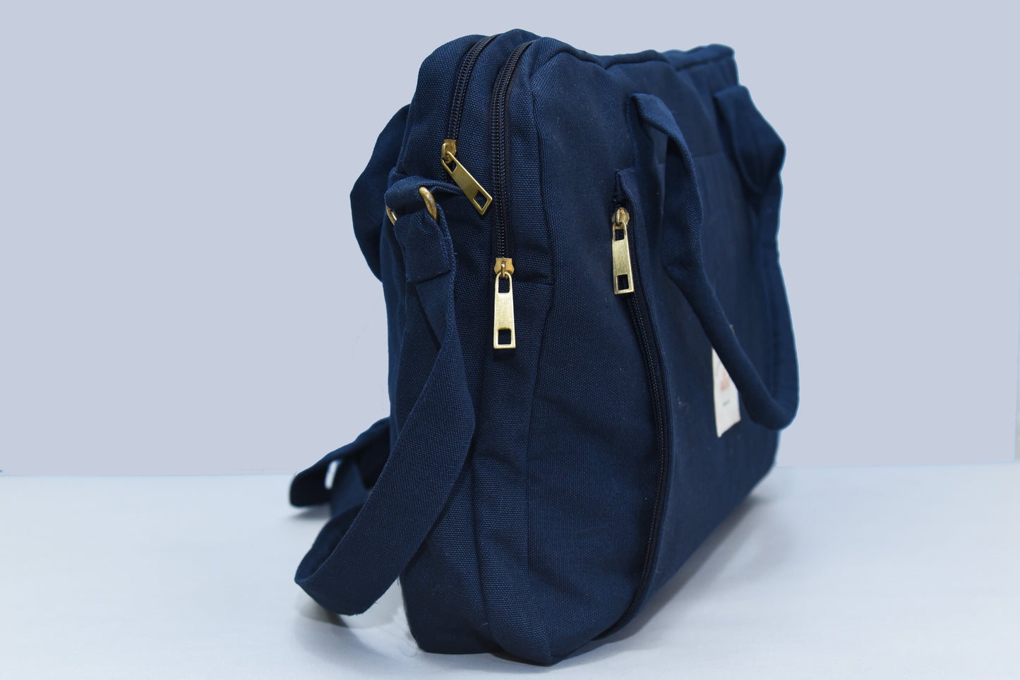 Blue Sustainable Laptop Bag made from Canvas fabric side image 