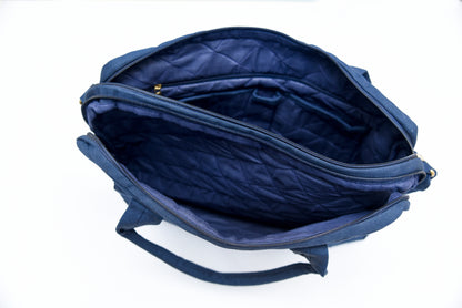 Blue Sustainable Laptop Bag made from Canvas fabric inside image 