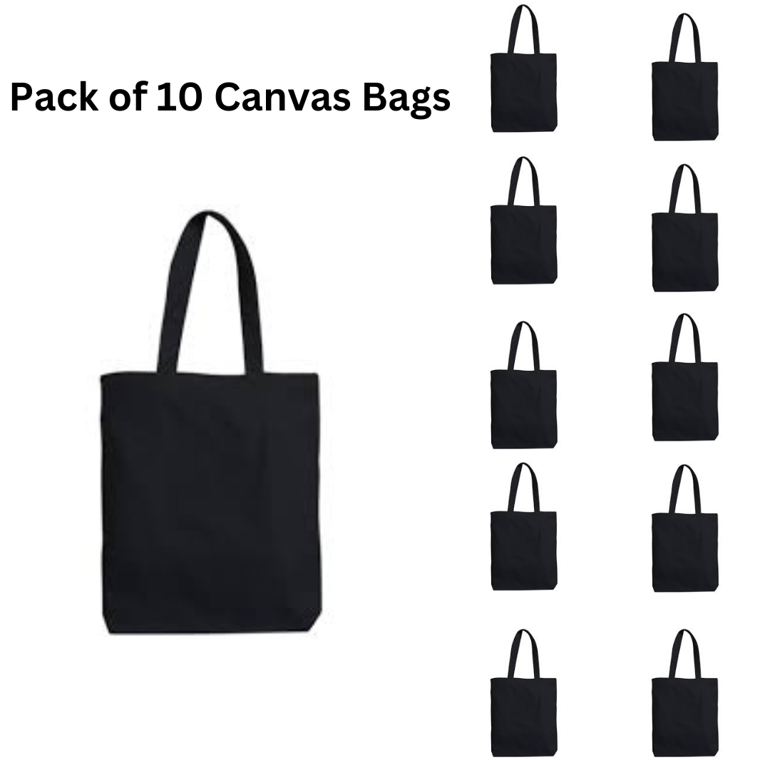 Canvas Tote Bags - Pack of 10